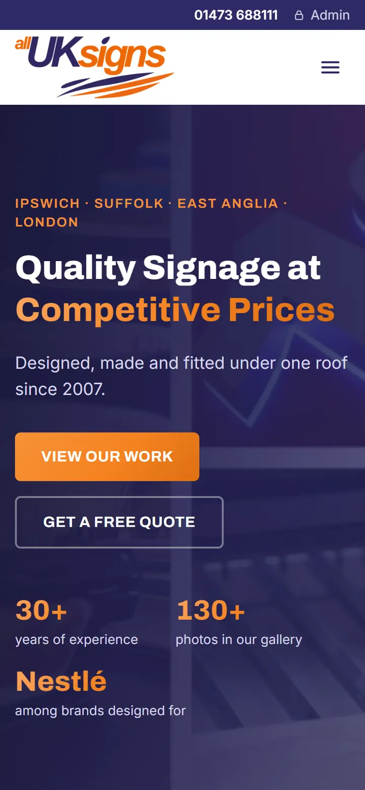 All UK Signs — ta sama strona na telefonie