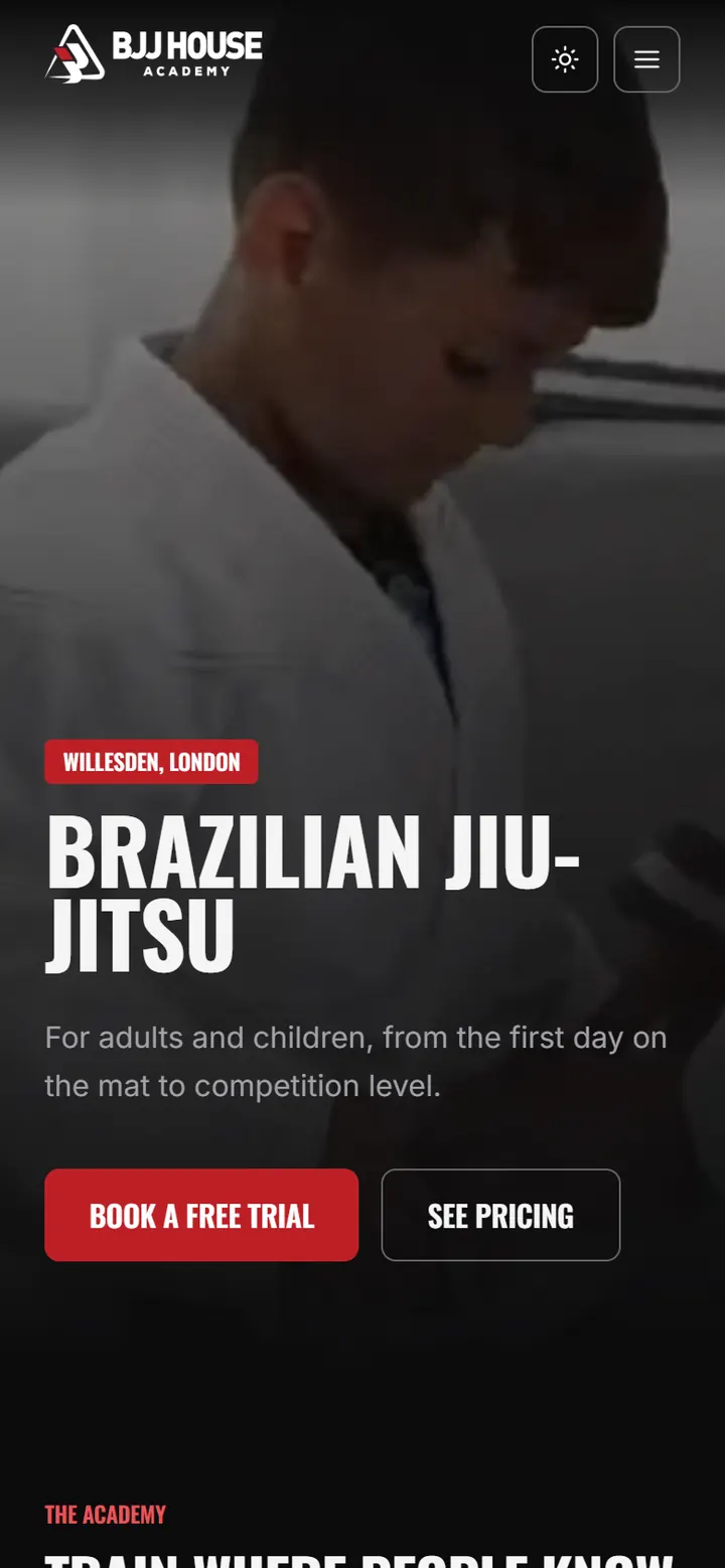 BJJ House Academy — ta sama strona na telefonie
