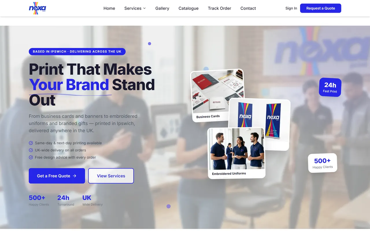 Nexa Print — strona na komputerze